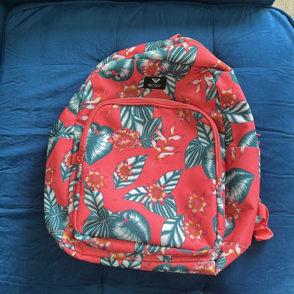 orange leaf floral ROXY laptop beach backpack